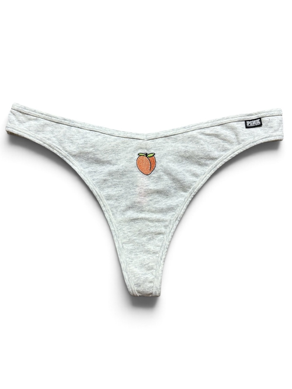 Y2K PINK Victoria's Secret Gray Thong with Peach Embroidery